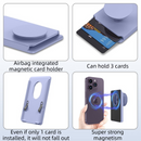 2-Pack 2-in-1 Dark Blue Magnetic Card Wallet Integrated Pop Airbag Stand(9.5x6x0.8 CM) - Including Magnetic Ring, for MagSafe Compatible iPhone 14/13/12 Series & Standard Phone Cases