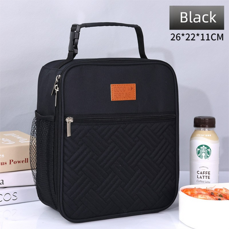 2-Pack Plaid Pattern Insulated Lunch Bag Set(Black & White) - Oxford Cloth Tote with Thermal Aluminum Foil, Large Capacity for Work and Picnic