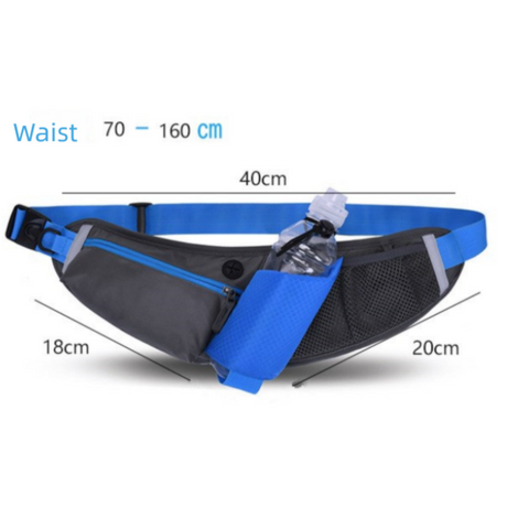 Black Adjustable Large Capacity Outdoor Sports Running Waist Pack(Waistline 70-160CM) - Multifunctional Marathon Pouch With Water Bottle Holder & Headphone Exit