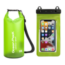 Light Green 10L PVC Waterproof Swimming Bag Bonus with Waterproof Phone Pouch - Roll-Top Floating Dry Gear Bags for Beach, Kayaking & Outdoor Sports