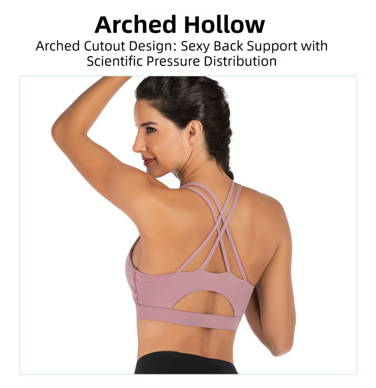 XL Size Wine Red Elegant Sexy Criss-Cross Back Sports Bra for Women - High Support & Anti-Shock, Wire-Free Yoga Crop Top with X-Shape Fine Strap