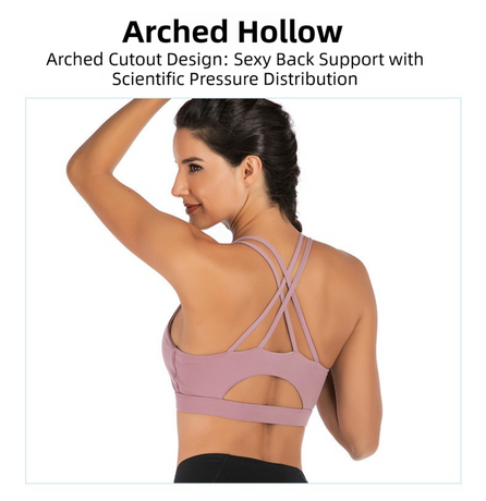 XXL Size Purple Elegant Sexy Criss-Cross Back Sports Bra for Women - High Support & Anti-Shock, Wire-Free Yoga Crop Top with X-Shape Fine Strap