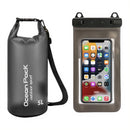 Black 5L PVC Waterproof Swimming Bag Bonus with Waterproof Phone Pouch - Roll-Top Floating Dry Gear Bags for Beach, Kayaking & Outdoor Sports