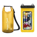 Yellow 5L PVC Waterproof Swimming Bag Bonus with Waterproof Phone Pouch - Roll-Top Floating Dry Gear Bags for Beach, Kayaking & Outdoor Sports