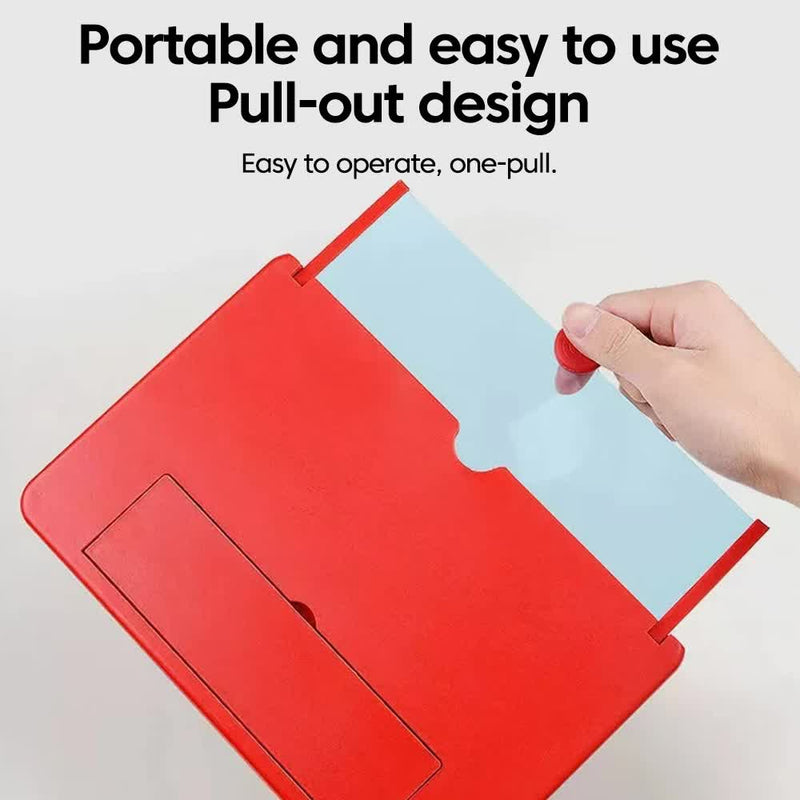 Black 16-Inch Ultra-Clear Portable Retractable HD Mobile Phone Screen Magnifier - Eye Protection Fresnel Lens Projector, with Built-in Phone Holder & Adjustable Base
