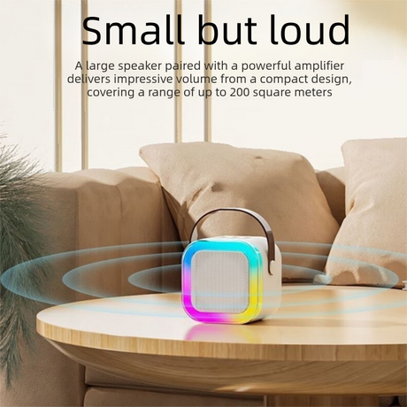 Beige single wheat Portable Mini Karaoke Machine with Wireless Microphone - Bluetooth Speaker for Kids & Adults