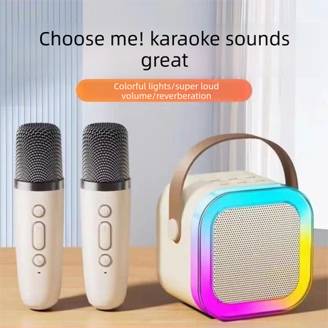 Beige single wheat Portable Mini Karaoke Machine with Wireless Microphone - Bluetooth Speaker for Kids & Adults