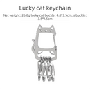 2-Pcs Lucky Cat Stainless Steel Keychain with S-Hooks - Durable & Portable Multi-Tool EDC Clip