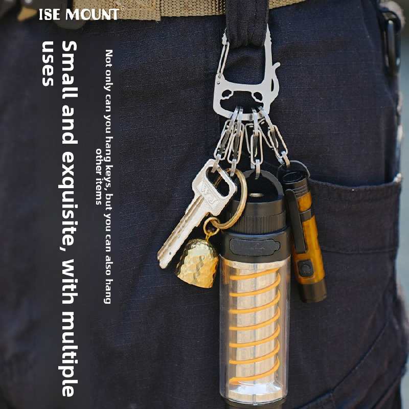 2-Pcs Lucky Cat Stainless Steel Keychain with S-Hooks - Durable & Portable Multi-Tool EDC Clip