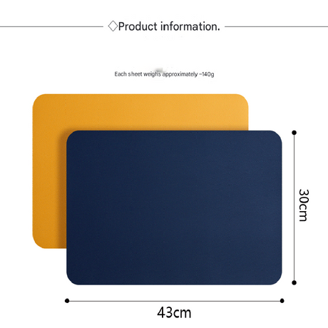2-PCS Yellow and blue PVC Double-Sided Lychee Texture Table Mat - Waterproof, Heat-Resistant & Easy to Clean for Home and Hotel Use