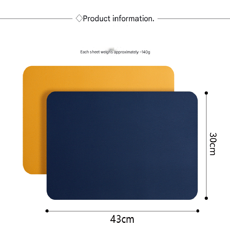 2-PCS Yellow and blue PVC Double-Sided Lychee Texture Table Mat - Waterproof, Heat-Resistant & Easy to Clean for Home and Hotel Use