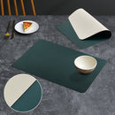 2-PCS Dark green and off-white PVC Double-Sided Lychee Texture Table Mat - Waterproof, Heat-Resistant & Easy to Clean for Home and Hotel Use