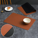 2-PCS Brown and black PVC Double-Sided Lychee Texture Table Mat - Waterproof, Heat-Resistant & Easy to Clean for Home and Hotel Use