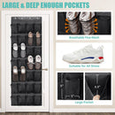 Black 28-Pocket Over-the-Door Shoe Organizer with Breathable Mesh – Wall Hanging Storage Bag for Shoes, Boots, and Accessories