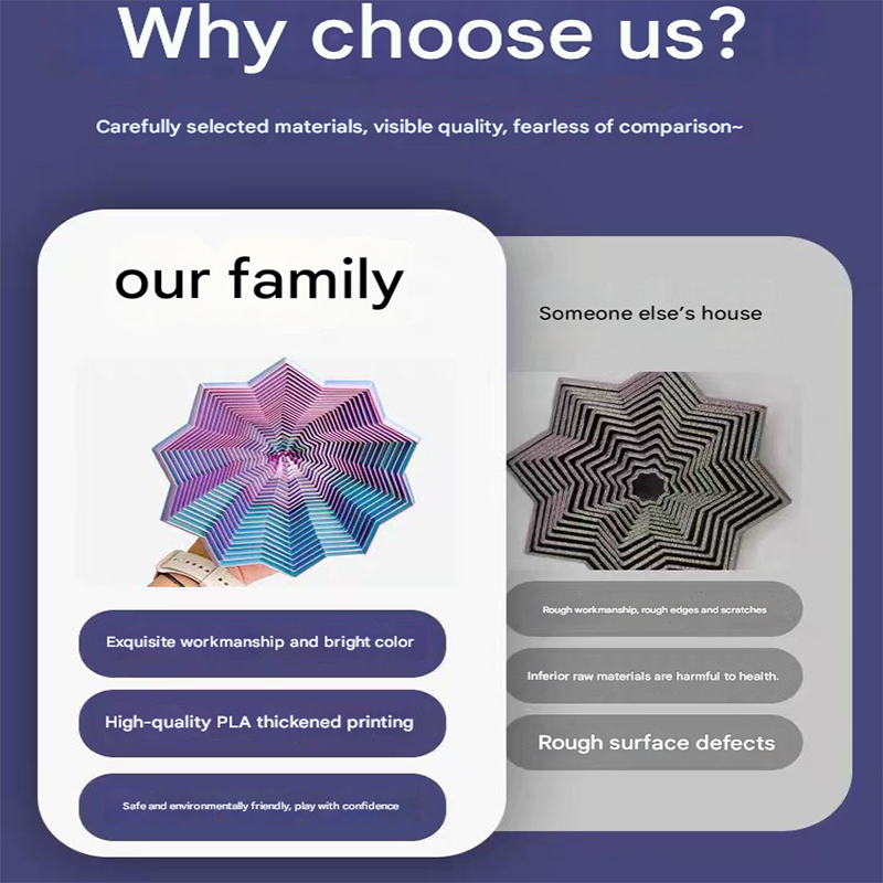 2-Pcs Silk gold Smart 3D Printed Fidget Toy - Hexagonal Illusion Folding Desk Toy for Stress Relief & Focus