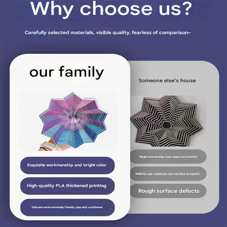 2-Pcs Laser Green Smart 3D Printed Fidget Toy - Hexagonal Illusion Folding Desk Toy for Stress Relief & Focus