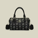 Black bear Stylish PU Leather Boston Bag - Elegant Retro Single Shoulder Crossbody Handbag for Women