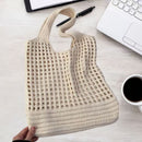 Beige large holes Bohemian Knit Shoulder Bag - Hand-Woven Crochet Tote for Women