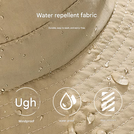 Light grey Quick-Dry Sun Protection Bucket Hat for Men - Breathable Outdoor Hiking & Fishing Cap with Wide Brim