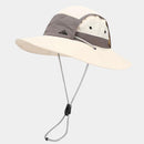 White Quick-Dry Sun Protection Bucket Hat for Men - Breathable Outdoor Hiking & Fishing Cap with Wide Brim