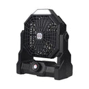 Black Portable Outdoor Camping Fan with LED Light - Rechargeable USB Tent Fan for Australia