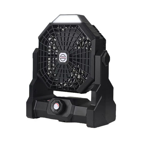 Black Portable Outdoor Camping Fan with LED Light - Rechargeable USB Tent Fan for Australia