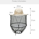 Beige Outdoor Fishing Hat with Mesh Head Net Sun Protection Bucket Cap Anti-Mosquito Fly Guard for Gardening Hiking & Beekeeping