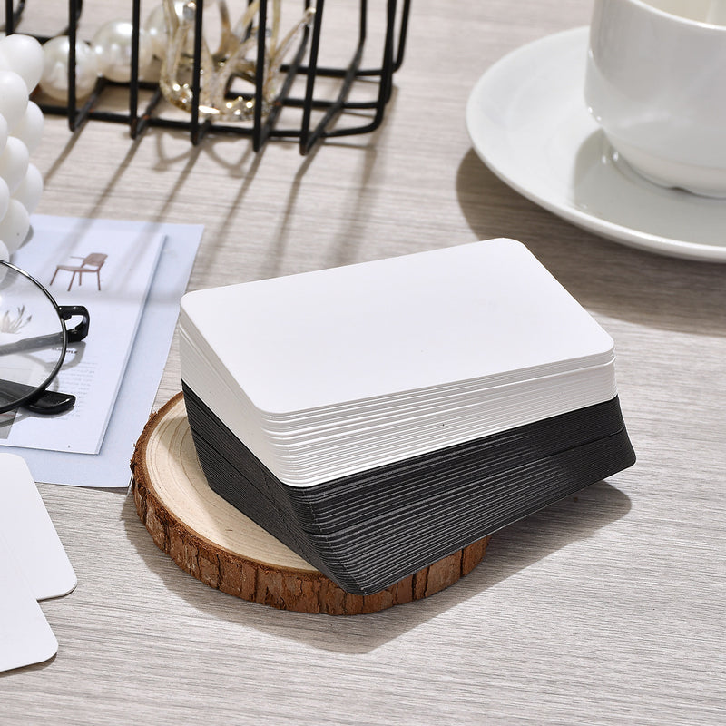 Black 4 Pack Blank Cardstock DIY Flashcards Message Notes 90mm x 55mm Business Card Size for Study and Crafts 200 Pieces