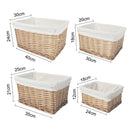 4 Piece Wicker Storage Baskets With Liner Set