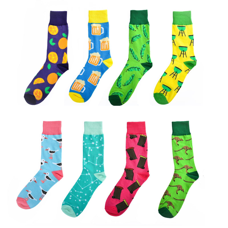 8 Pairs Fashion Novelty Funny  Socks one Size 5-13 Men  Socks  Women  Socks