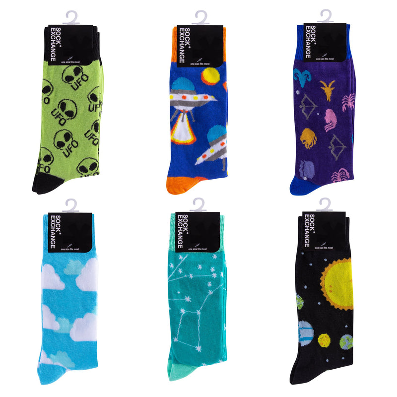 6 Pairs Fashion Novelty Funny Socks one Size 5-13 Men Socks Women Socks