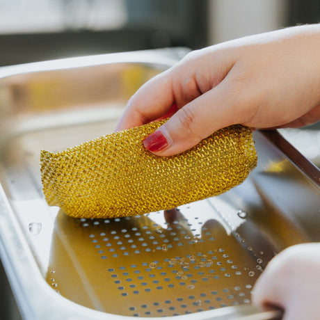 8PK Non Scratch Mesh Sponge Metallic Silver and Gold