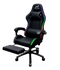 Gaming Chair With Headrest and Foot Rest LED Light - Black