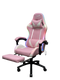 Gaming Chair With Headrest and Foot Rest LED Light - Pink White