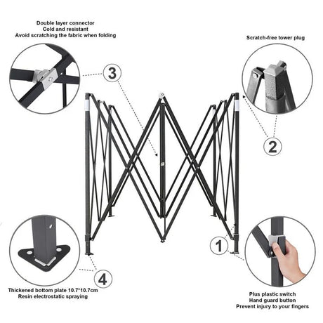 Portable Water-Resistant Gazebo 3x4.5 M - Black / With Sidewalls