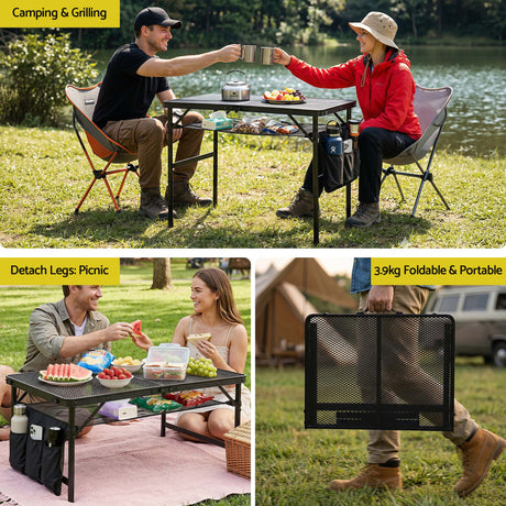 Gardeon BBQ Camp Table, 90*60*66 Portable Foldable Lightweight Grill Outdoor Metal Table 3.9kg