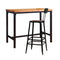 Levede 3pc Industrial Pub Table Bar Stools Wood Chair Set Home Kitchen Furniture
