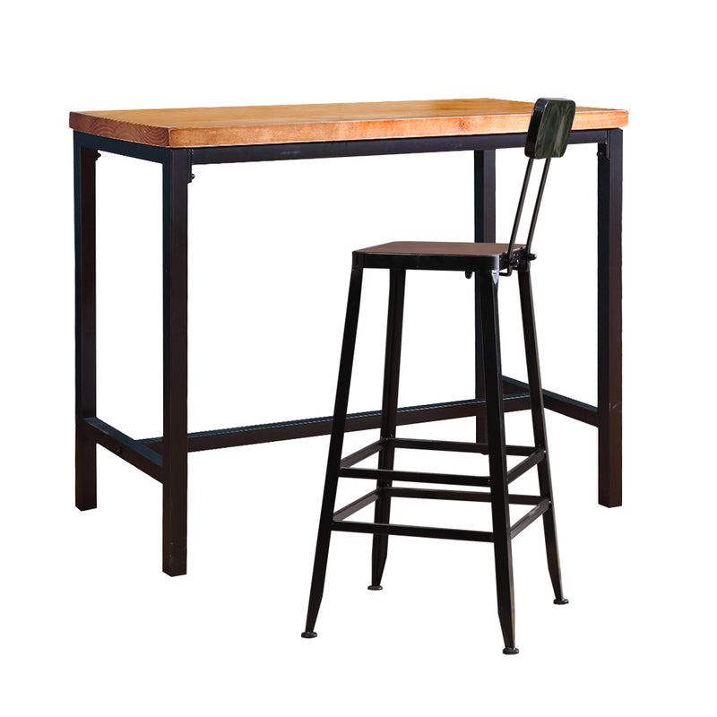 Levede 3pc Industrial Pub Table Bar Stools Wood Chair Set Home Kitchen Furniture