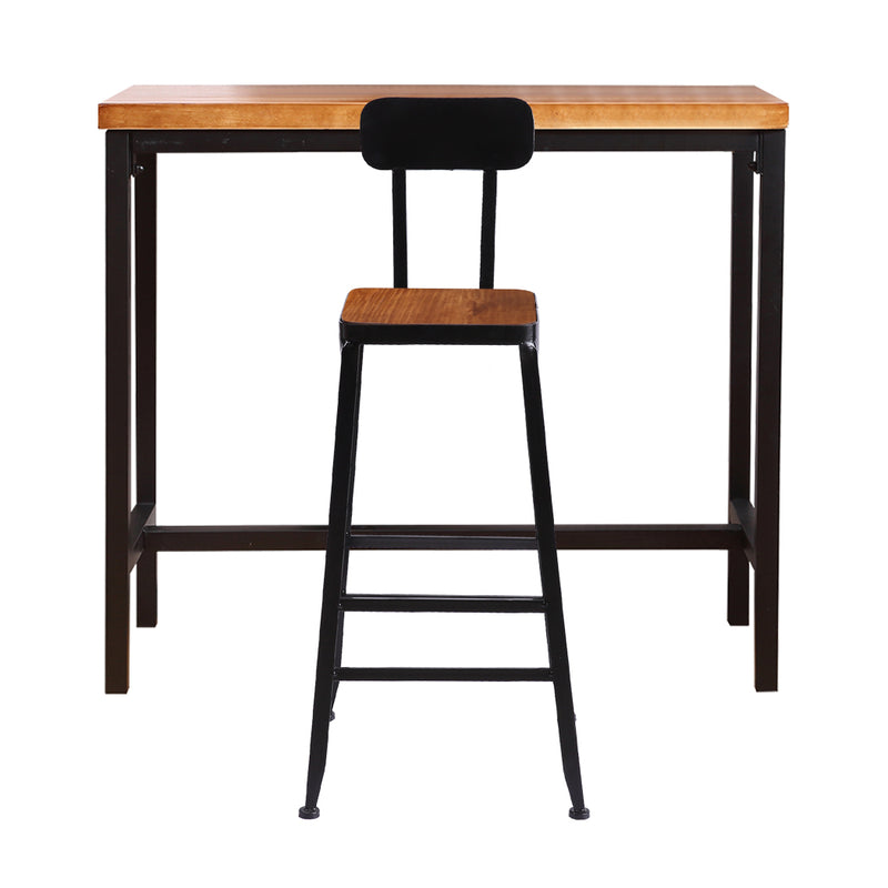 Levede 3pc Industrial Pub Table Bar Stools Wood Chair Set Home Kitchen Furniture