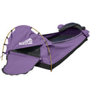 Mountview Double Swag Camping Swags Canvas Dome Tent Hiking Mattress Purple