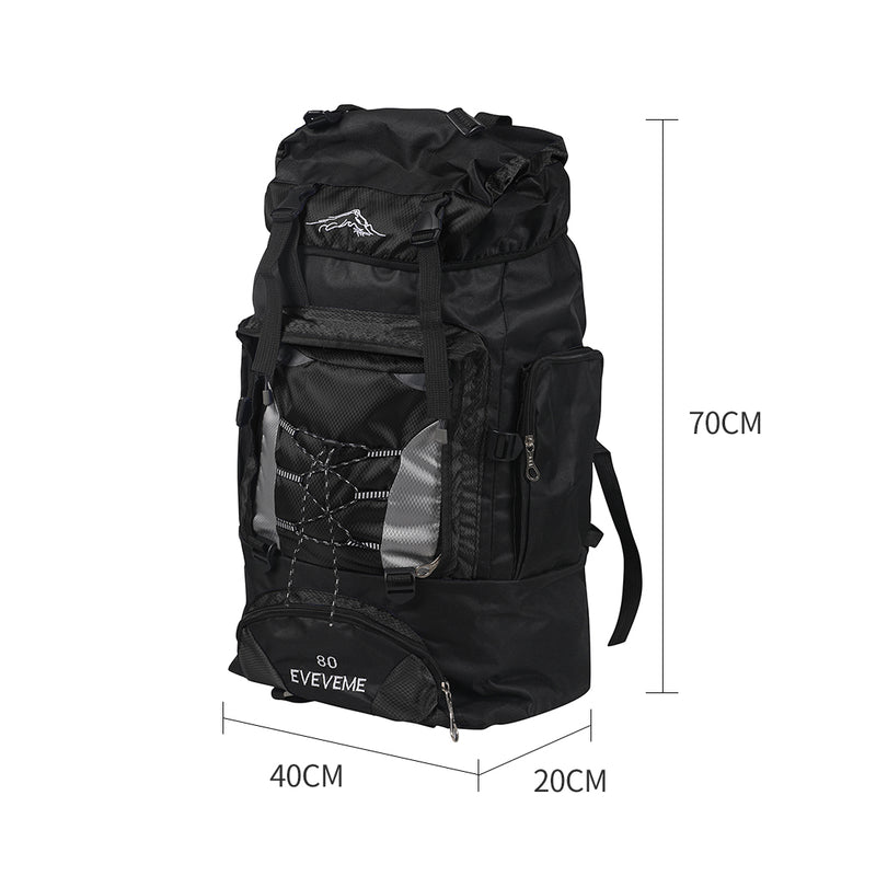 Black 80L Large Waterproof Travel Backpack Camping Outdoor Hiking Luggage