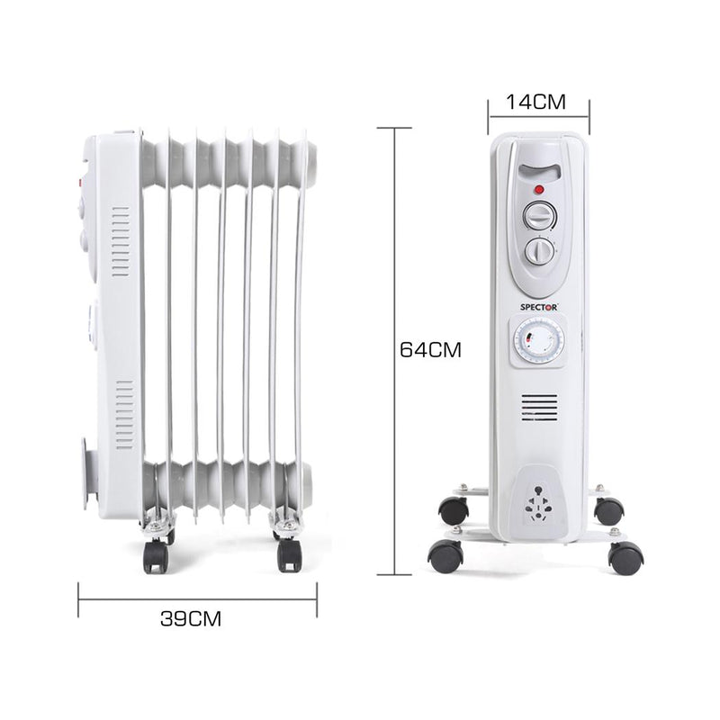 Spector 1500W Electric Portable 7 Fin Oil Heater w/24h Timer Column Heat New