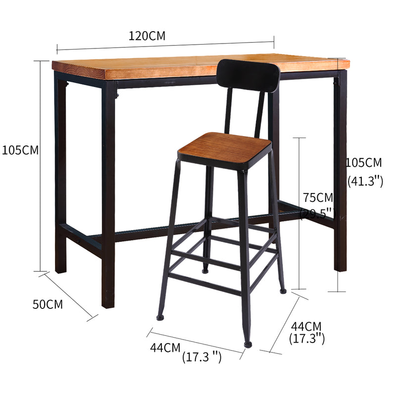 Levede 3pc Industrial Pub Table Bar Stools Wood Chair Set Home Kitchen Furniture