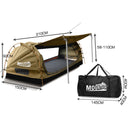Mountview Camping Swags Canvas Free Standing Swag Dome Tents Kings Double Khaki