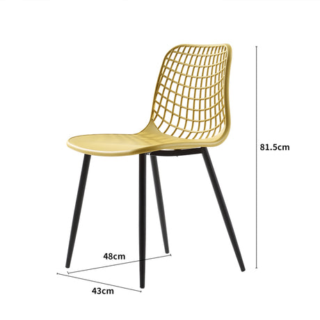 2 Pcs Dining Chair in Yellow Colour