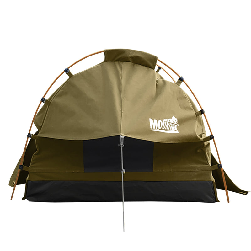 Mountview Camping Swags Canvas Free Standing Swag Dome Tents Kings Double Khaki