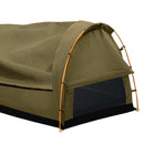 Mountview Camping Swags Canvas Swag Tent Kings Pole with Awning Double Khaki