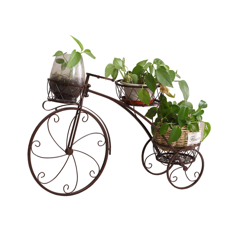 Levede Bicycle Shape Metal Plant Stand 3 Pots Flower Planter Corner Shelf Bronze