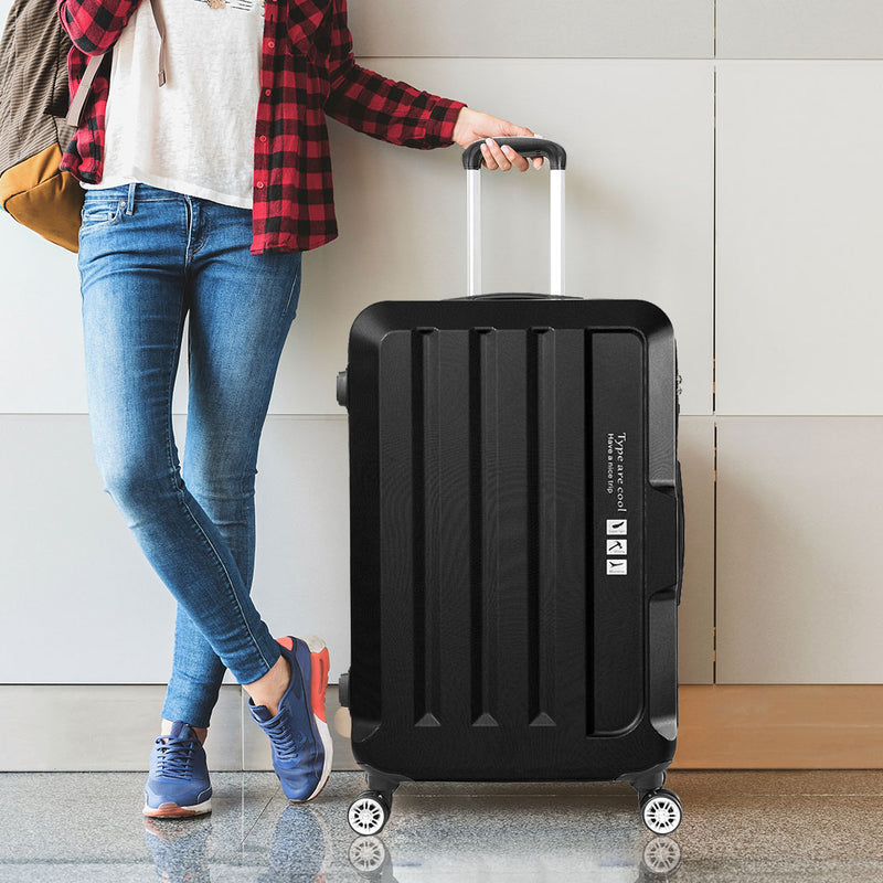28" Check In Luggage Hard side Lightweight Travel Cabin Suitcase TSA Lock Black