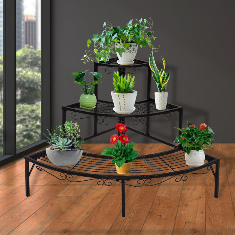 Levede Outdoor Indoor Pot Plant Stand Garden Metal 3 Tier Planter Corner Shelf